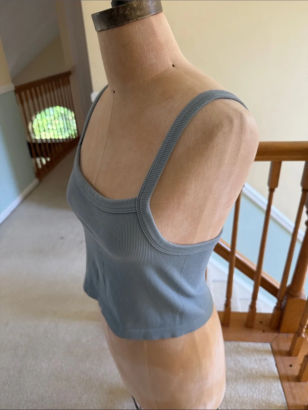 PacSun Slate Blue Ribbed Square Neck Crop Tank - Picture 3 of 5